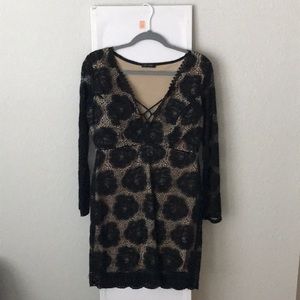Scobe black lace long sleeve dress